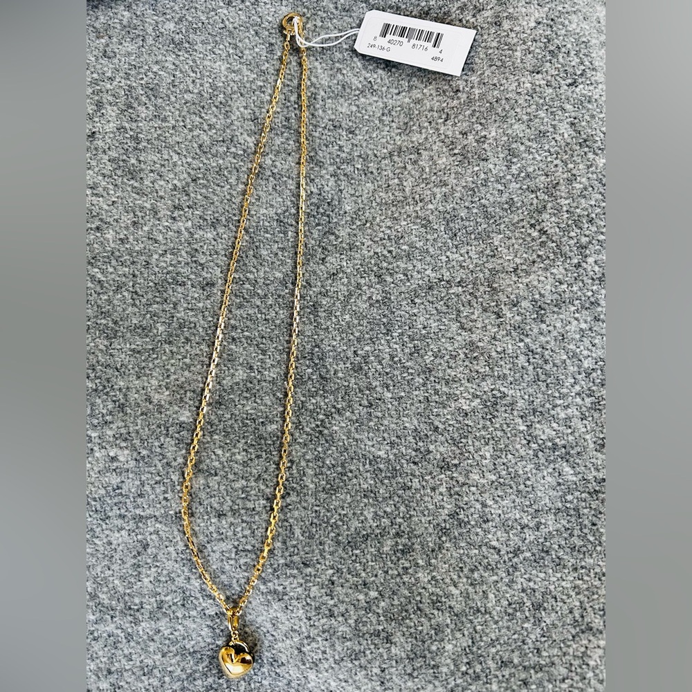 New Gorjana Gold Heart Pendant Necklace “Asher Delicate” 17” chain, 1/2” heart